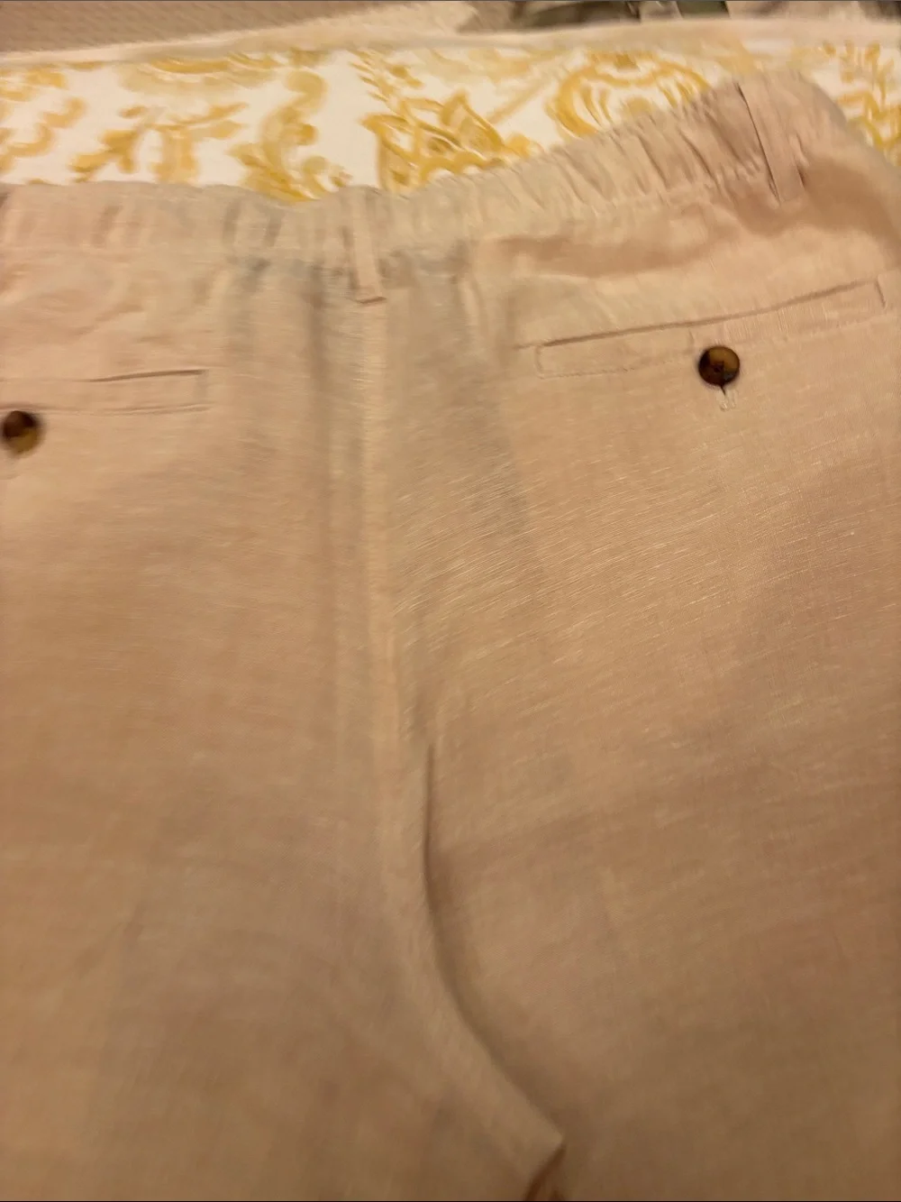 Club Room Cream Drawstring Linen-Blend Chinos
